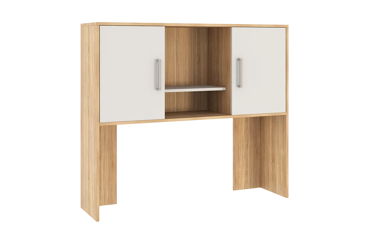 Надстройка стола компьютерного 1200 Лайт-2 дуб сонома/белый в Тарко-Сале - tarko-sale.mebel-tymen.ru | фото