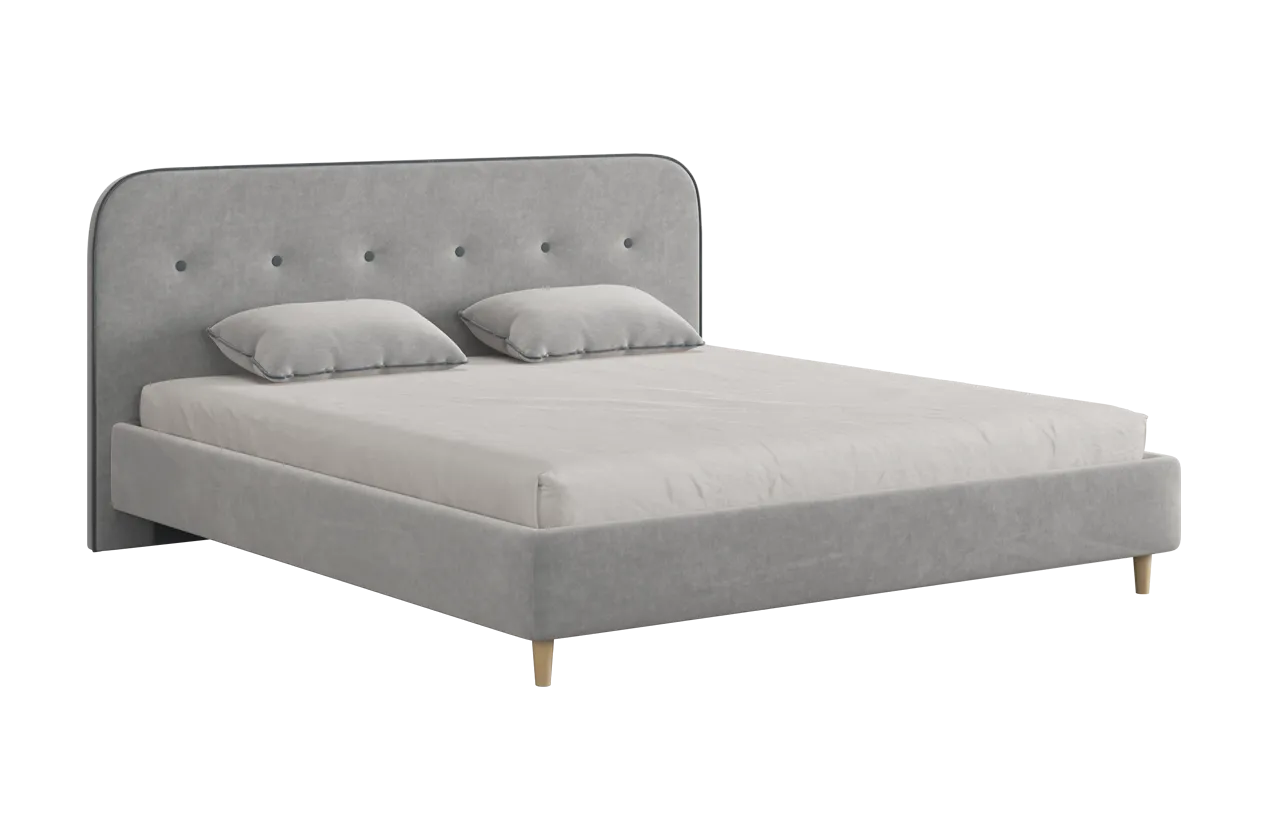 Кровать с основанием Лео 180х200 см галька (велюр)/графит (велюр) в Тарко-Сале - tarko-sale.mebel-tymen.ru | фото