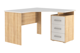 Стол компьютерный 1200 угловой Лайт-2 дуб сонома/белый в Тарко-Сале - tarko-sale.mebel-tymen.ru | фото