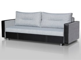 Диван Комфорт с прямыми подлокотниками грей/кожзам в Тарко-Сале - tarko-sale.mebel-tymen.ru | фото