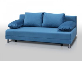 Диван Комфорт без подлокотников 4 подушки микровелюр голубой в Тарко-Сале - tarko-sale.mebel-tymen.ru | фото