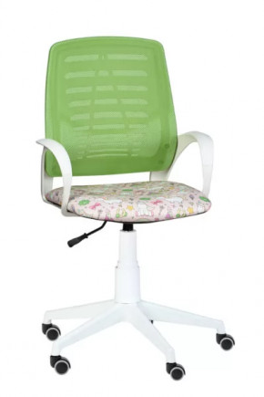 Кресло Ирис WHITE, сетка W (салатовая)/ткань Т54 (единорог) (подлокот.084) белая крестовина в Тарко-Сале - tarko-sale.mebel-tymen.ru | фото