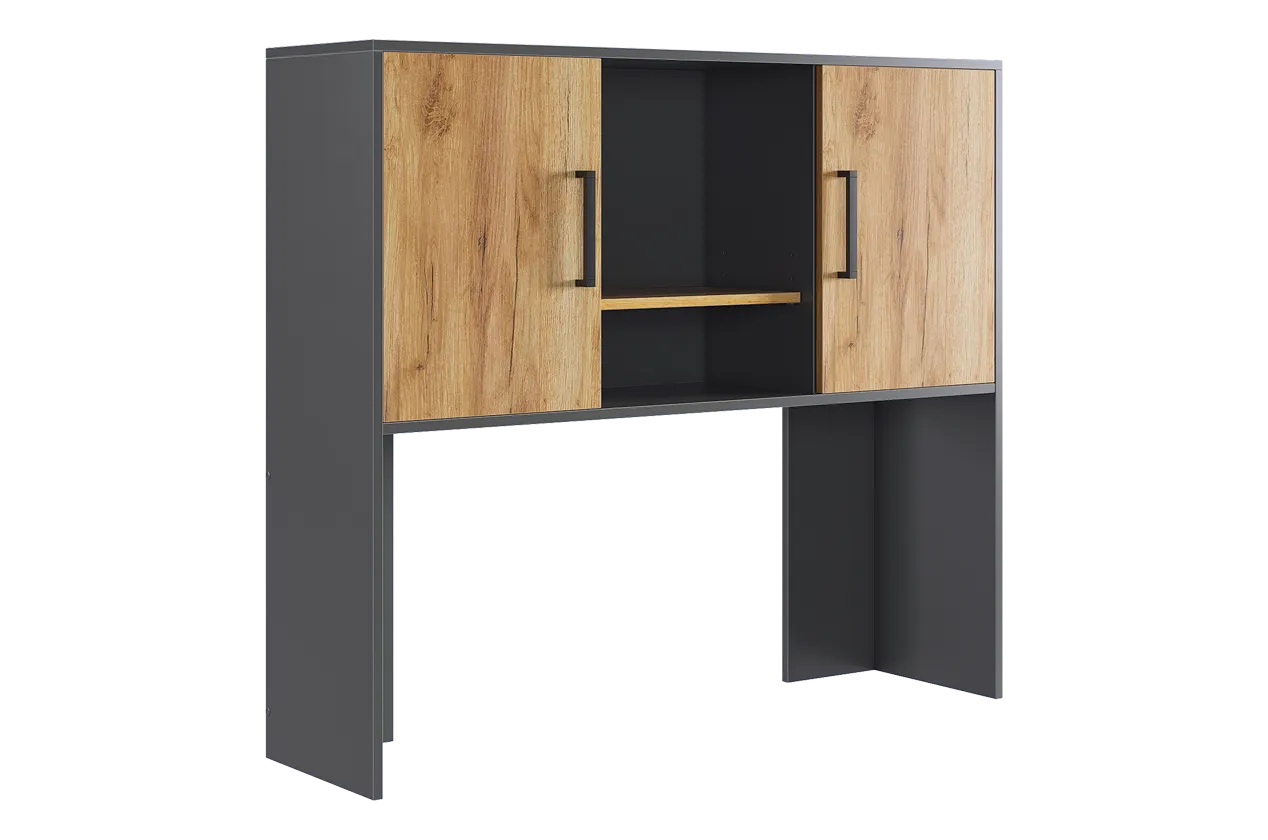 Надстройка стола компьютерного 1200 Лайт-2 графит/дуб крафт золотой в Тарко-Сале - tarko-sale.mebel-tymen.ru | фото