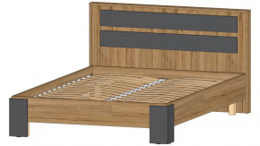 Ленора Кровать 1400 Дуб вотан/Графит в Тарко-Сале - tarko-sale.mebel-tymen.ru | фото