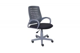 Кресло Ирис пластик серый-сетка серая/ткань NEO-26 (флок) серая (подл.пластик серый)/осн.пластик серый в Тарко-Сале - tarko-sale.mebel-tymen.ru | фото