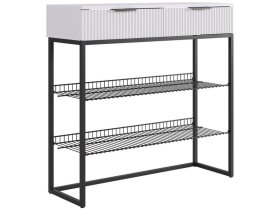 Обувница Классная 1 белое дерево/белый матовый/черный муар в Тарко-Сале - tarko-sale.mebel-tymen.ru | фото