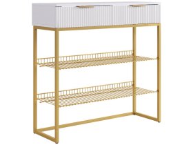 Обувница Классная 1 белое дерево/белый матовый/золото в Тарко-Сале - tarko-sale.mebel-tymen.ru | фото