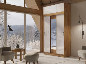 Шкаф с антресолью Басямиф, белый глянец холодный/дуб крафт в Тарко-Сале - tarko-sale.mebel-tymen.ru | фото