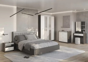 СТЕФАНИ Спальня №1, ЛДСП Графит-МДФ Серый софт/ЛДСП Рамух белый в Тарко-Сале - tarko-sale.mebel-tymen.ru | фото