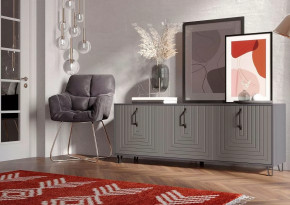 Тумба Квадро М-6, ЛДСП серый графит/МДФ софт графит в Тарко-Сале - tarko-sale.mebel-tymen.ru | фото